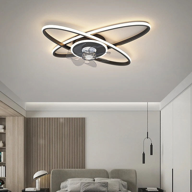 

Led Art Chandelier Pendant Lamp Ceiling Fan With Light Living room decoration bed decor remote control dining indoor