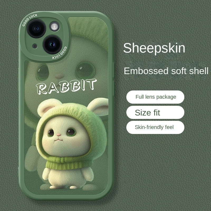 

Силиконовый мягкий ударопрочный чехол с милым забавным кроликом для iphone 13 12 14 promax