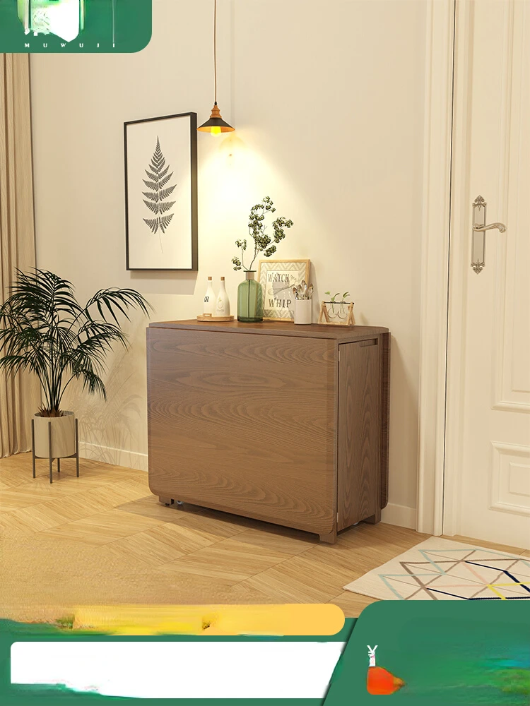 

Solid wood folding dining table, small household dining table, rectangular dining table and chair, foldable folding table dining