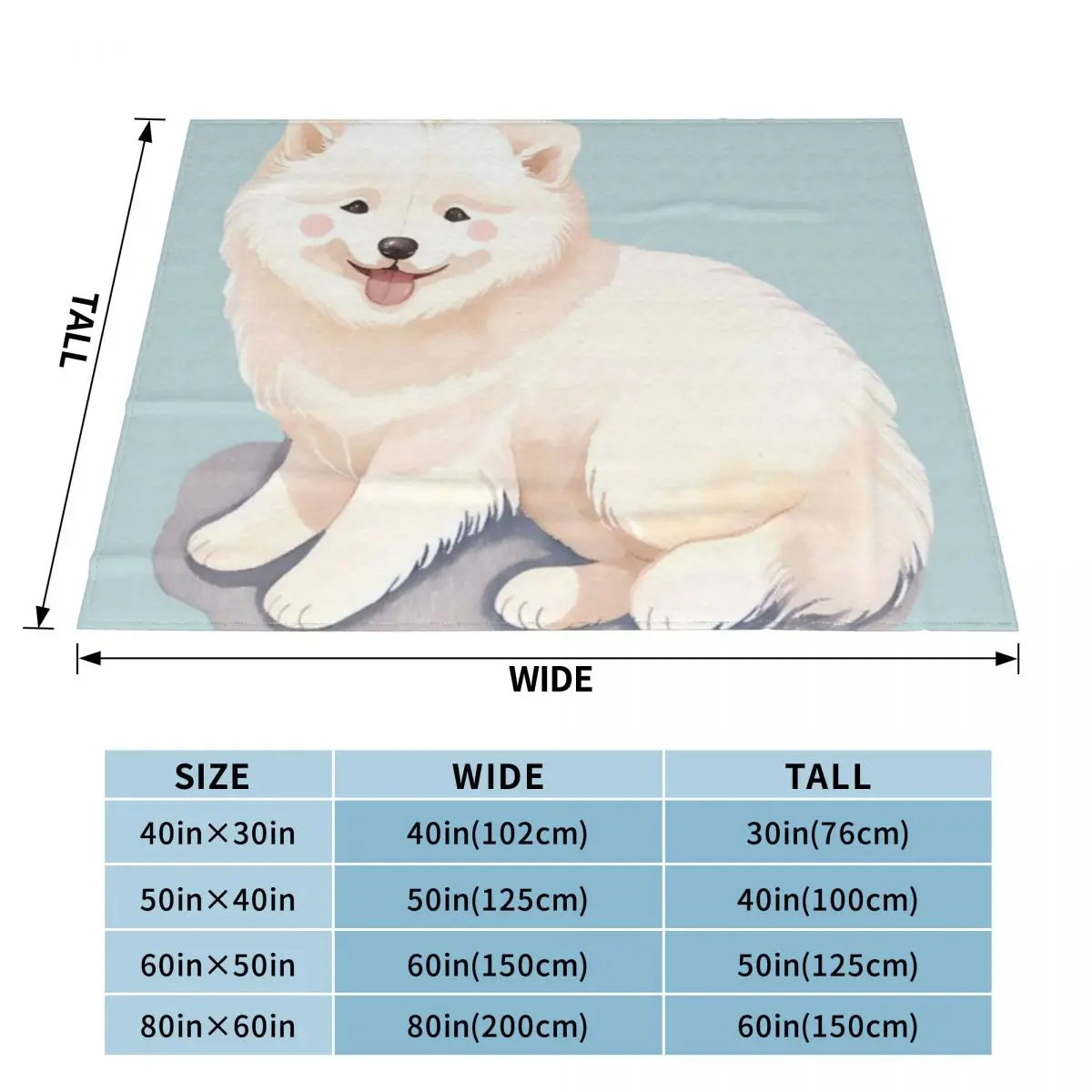 Акварельный щенк самоед ультрамягкое одеяло из микрофлиса