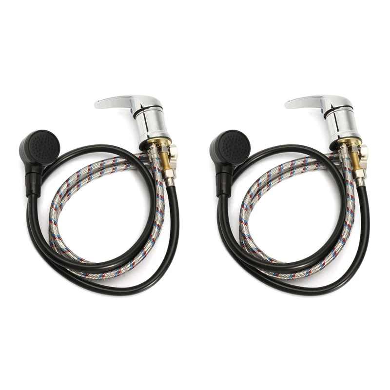 

2Set Shampoo Bed Chair Faucet + Shower Head With Hose Salon Bath Bowl Sink Faucet Stainless Steel Basin Faucet