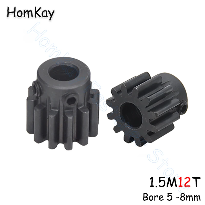 Mod 1.5 12T Spur Gear Bore 5 6 7 6.35 - 8mm 45# Steel Transmission Gears 1.5 Module 12 Tooth Motor Pinion DIY Accessories Parts