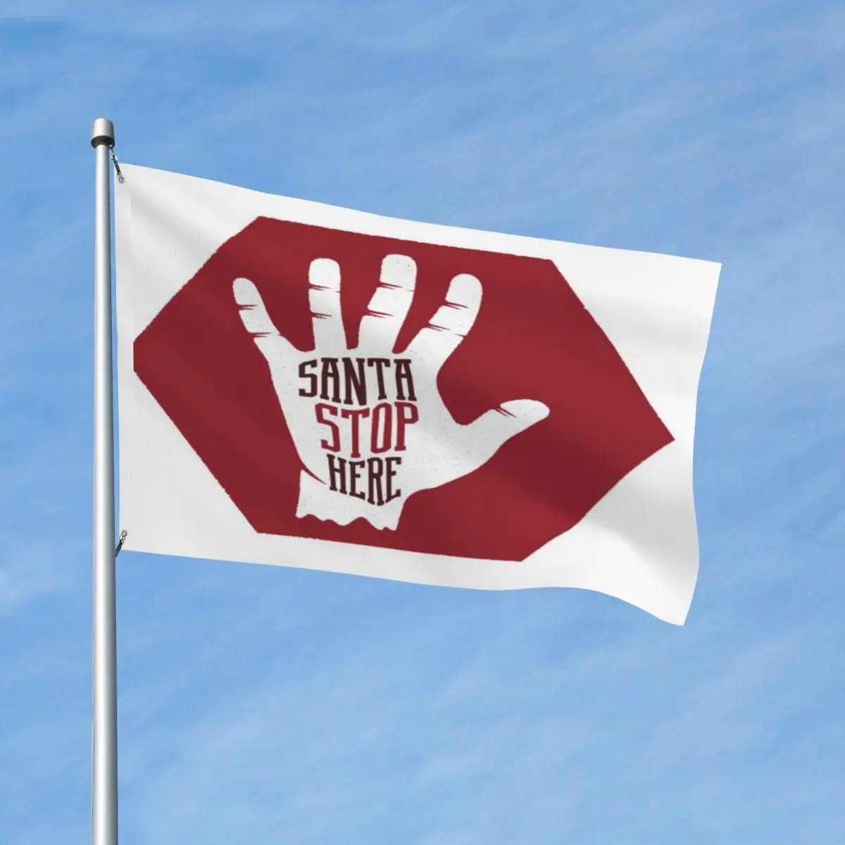 

Santa Stop Here Flag Decor Polyester Material With Metal Grommets Vibrant Colors Flowy Bright