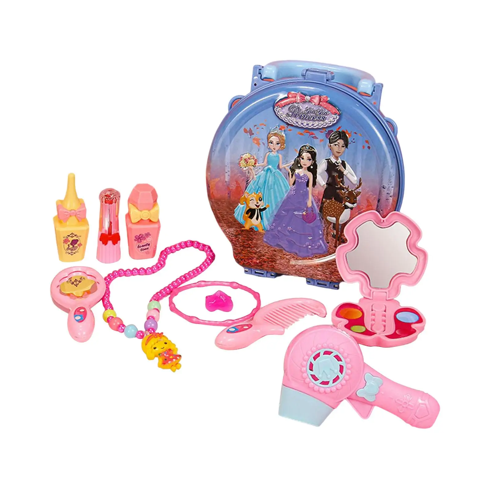 

Cute Kids Pretend Trolley Bag Sensory Toy Educational Basic Skills with Accessories for Little Girls Toddler Birthday Gifts