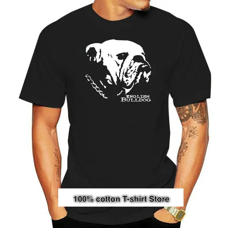 

Camiseta con estampado de Bulldog inglés para hombre, camisa con estampado Retro de perro, Bulldog británico, 100% algodón