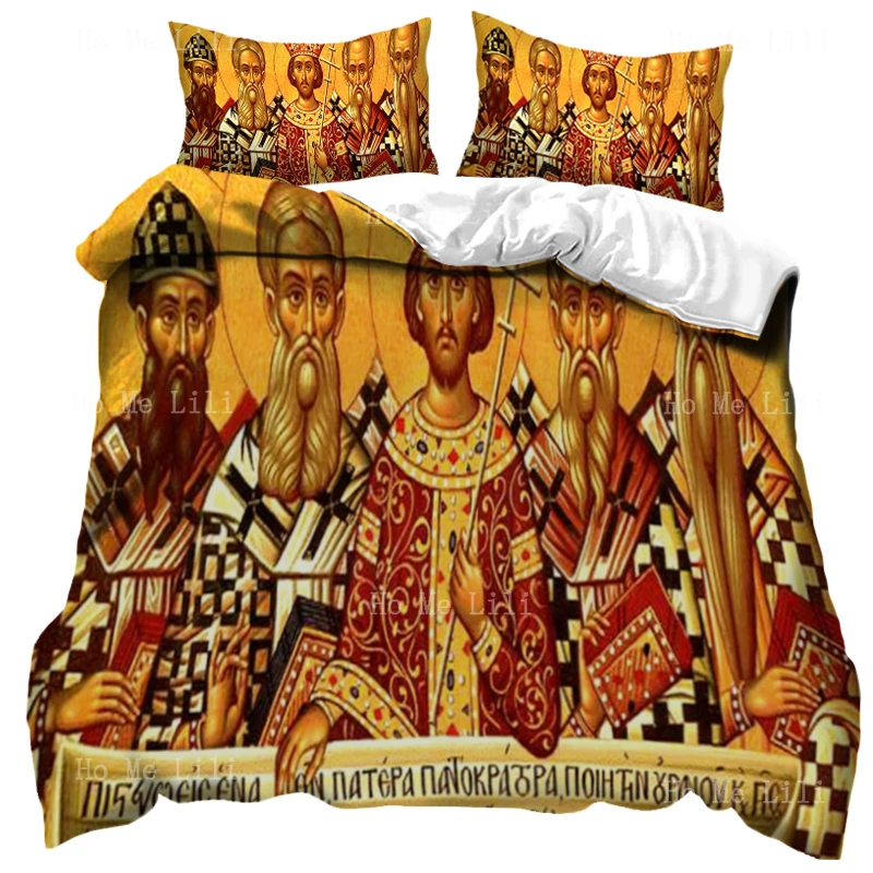 

Пододеяльник с пятью отцами Католической церкви с Кредо ранней христианской историей страны Никое среднего возраста, пододеяльник от Ho Me ...