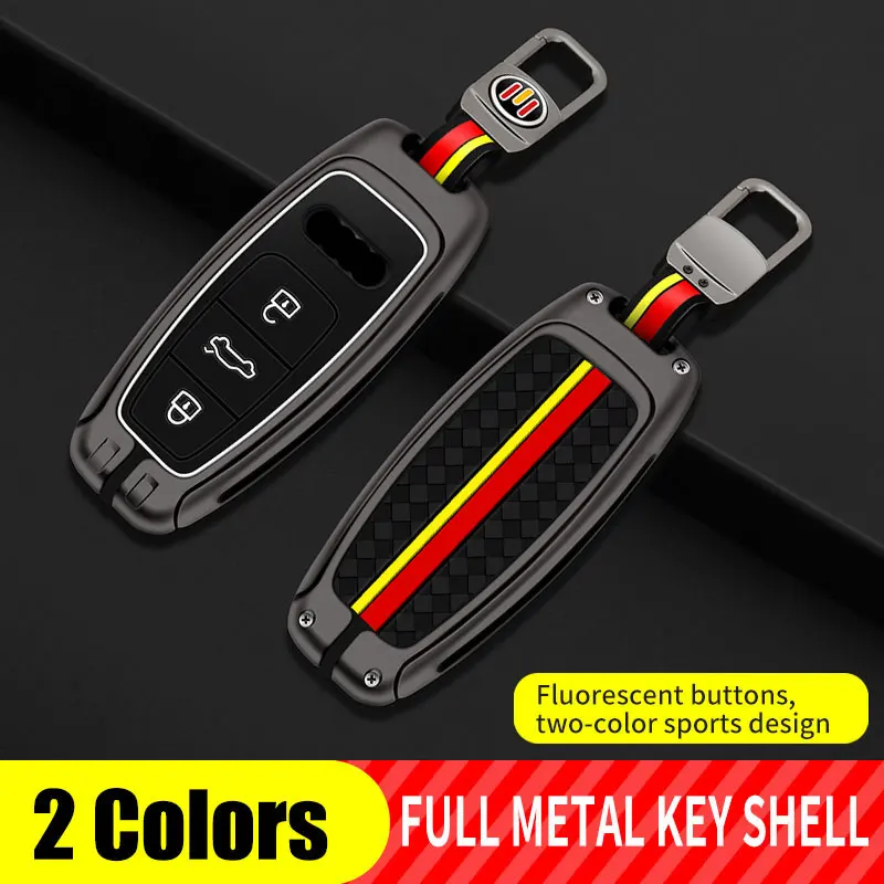

Car Key Cover Bag Key Chain Case For Audi A3 A4 B9 A6 C8 A7 S7 4K A8 D5 S8 Q7 Q8 SQ8 AluminumAlloy Remote Holder Accessories