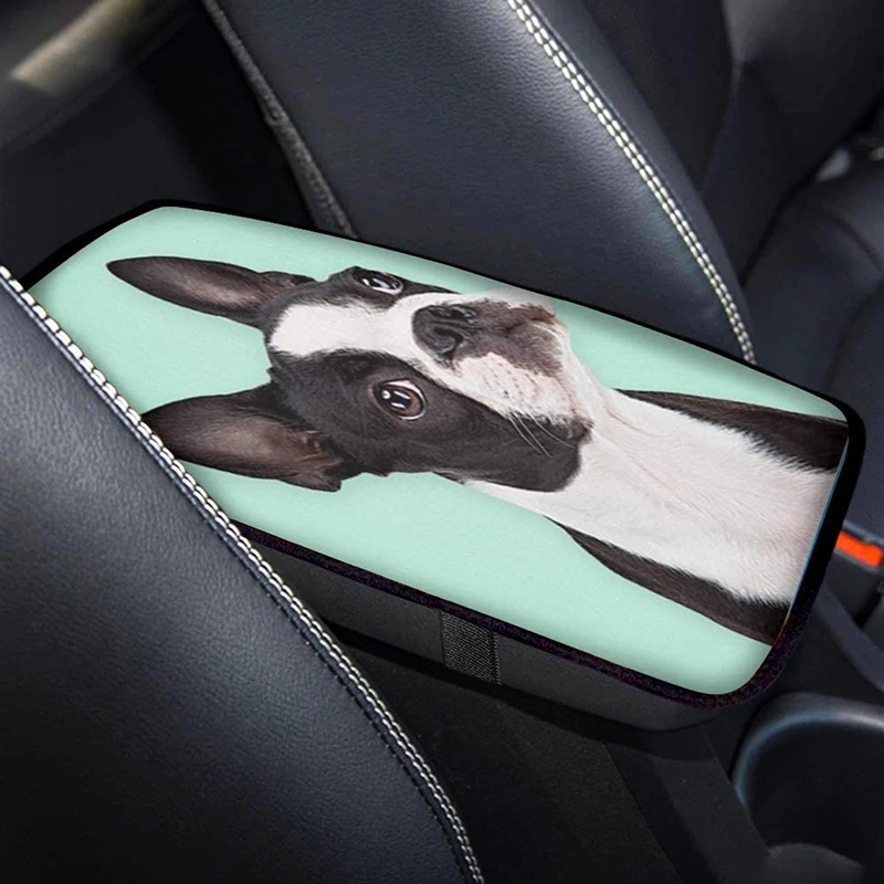 

JUNTENG Car Central Armrest Pad 1PCs Cute Puppy Printed All-Weather Safety Protective Rubber Material Seat Box Pad For Kia Rio 3
