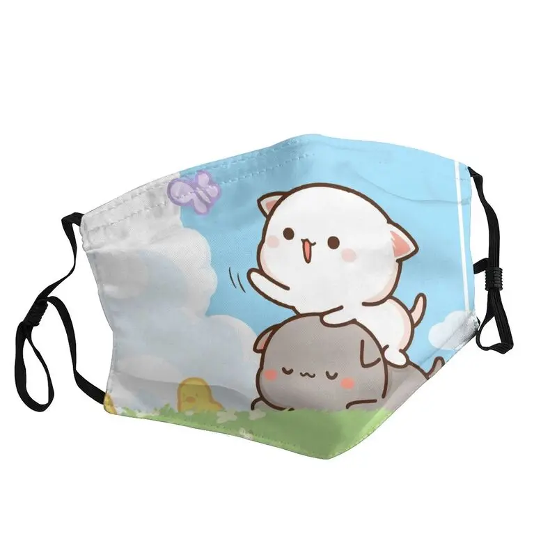 

Респиратор персиковый и Гома для взрослых, романтическая дышащая маска для лица в стиле унисекс, защита от пыли, с рисунком кота мочи