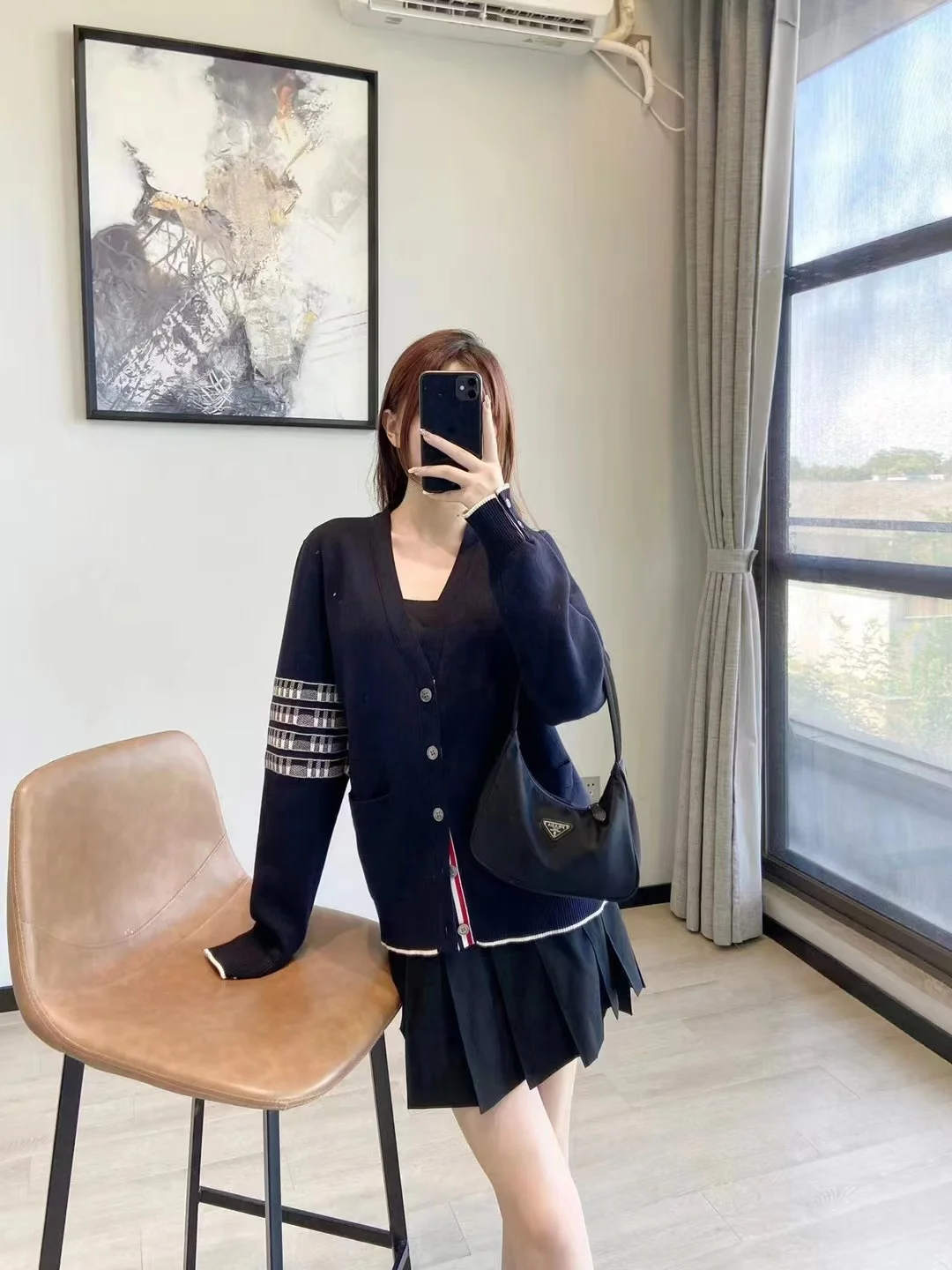 

TB knitted cardigan women's cashmere cardigan Korean fashion V-neck women's sweater cardigan soft loose coat