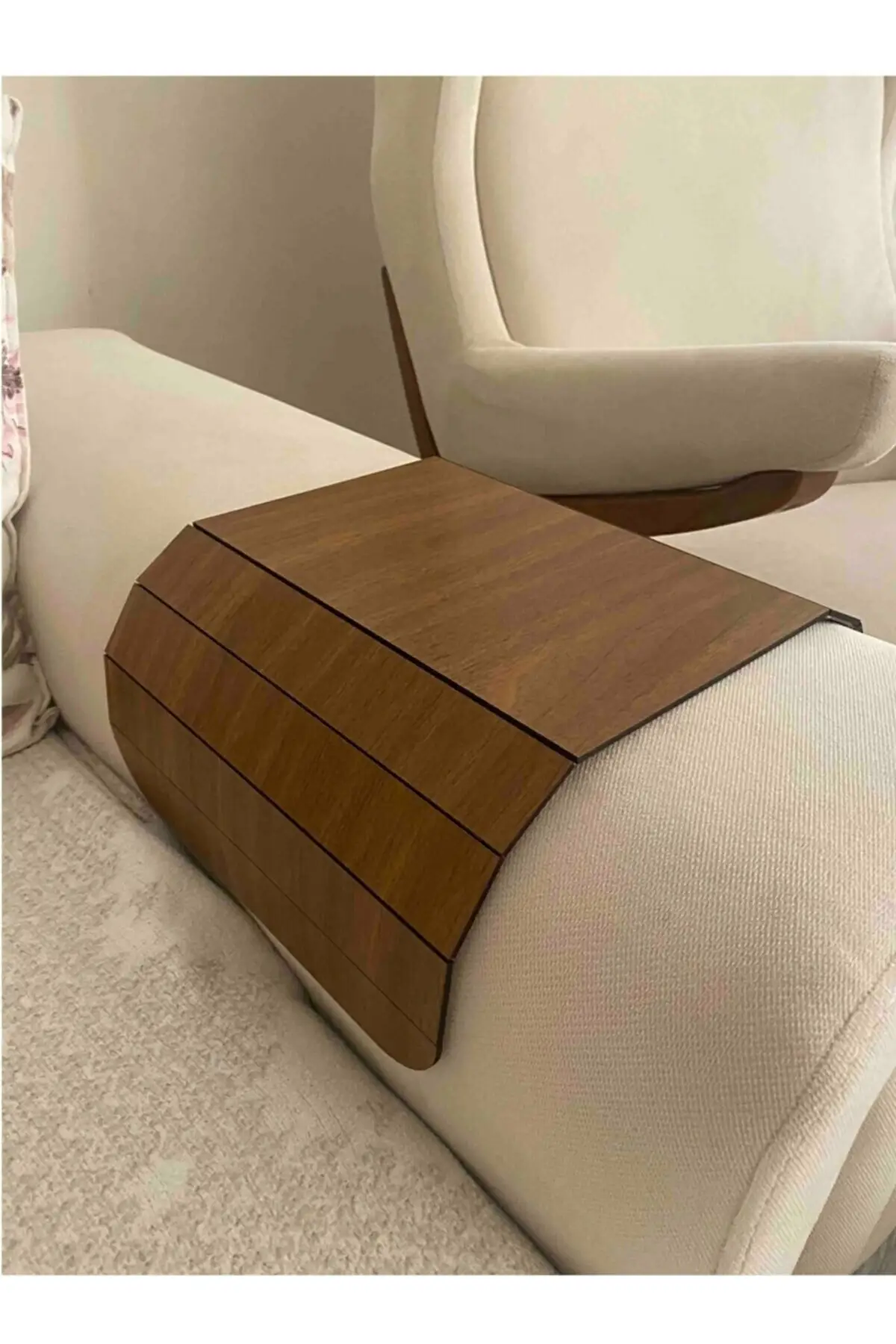 Темный кофейный диван-поднос боковой столик молитвенные бусины кокос 25x45 см Ortasabit