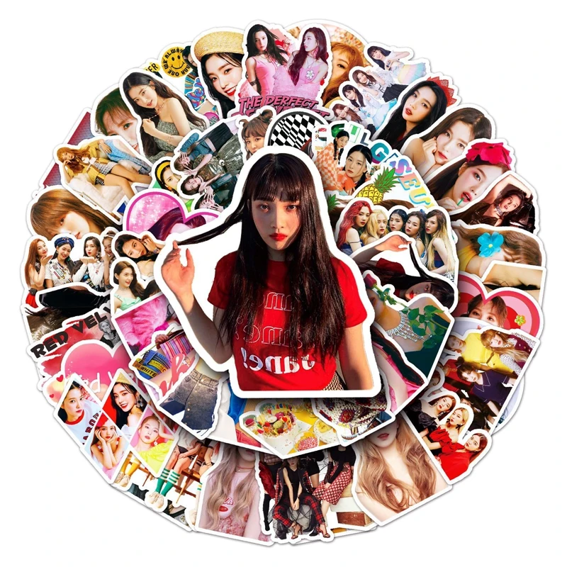 

50PCS/Set Korea Girl Group Kpop Red Velvet Stickers for Skateboards Laptop Luggage Stickers Toys Cosplay Gift Fan Collection