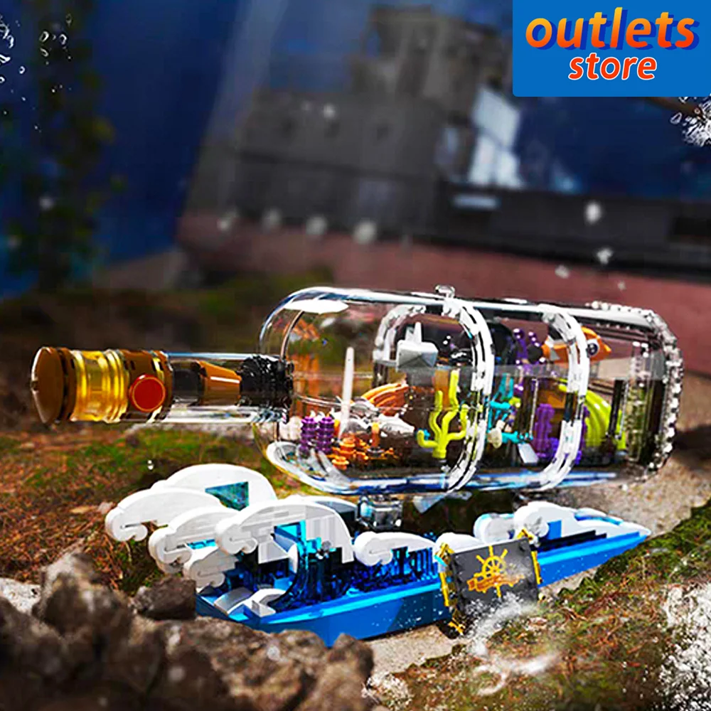 

JD008 Creative Expert Ideas Moc Drift Bottle Fish In A Wave Bottle Modular Building Blocks Bricks Model Boys Toy Gifts 1168pcs