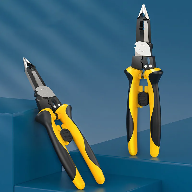 

1Pcs Deli Multifunctional Pliers Electrician Terminal Crimping Tool Automatic Wire Stripper Cable Cutting Pliers Hand Tools