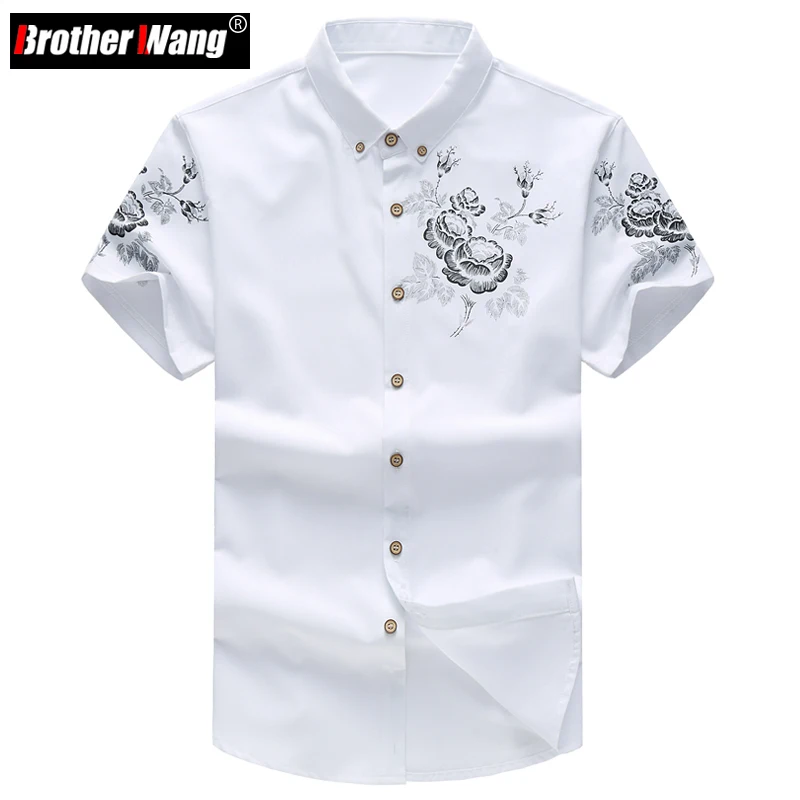 

2023 new men's shirt Fashion casual printing patterns Short-sleeved shirt Large size Brand men's clothing 5XL 6XL
