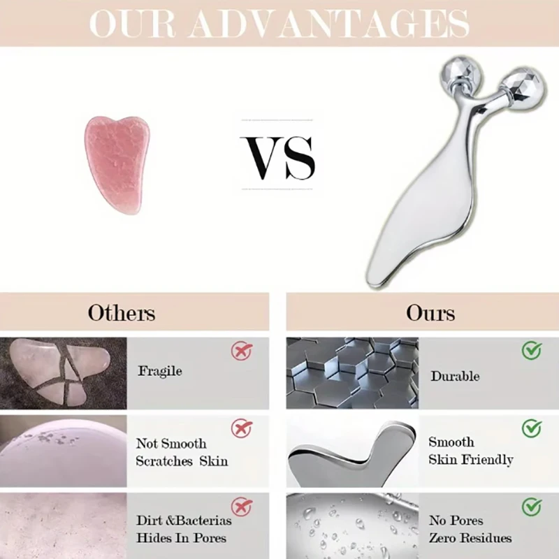3D-массажер для лица 2 в 1 массажный инструмент Гуа Ша холодный ролик глаз