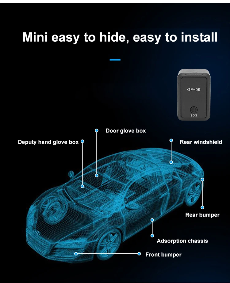 

GF-09 Mini GPS Tracker Magnetic Mount Car Motorcycle Real Time Tracking Anti-lost Locator SIM Positioner Auto Accessories