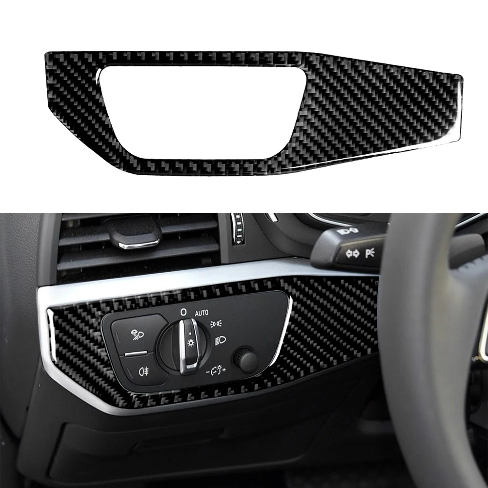 

for Audi A4 B9 2017 2018 2019 Headlight Switch Panel Decoration Cover Sticker Decal Car Interior Accessories Carbon Fiber