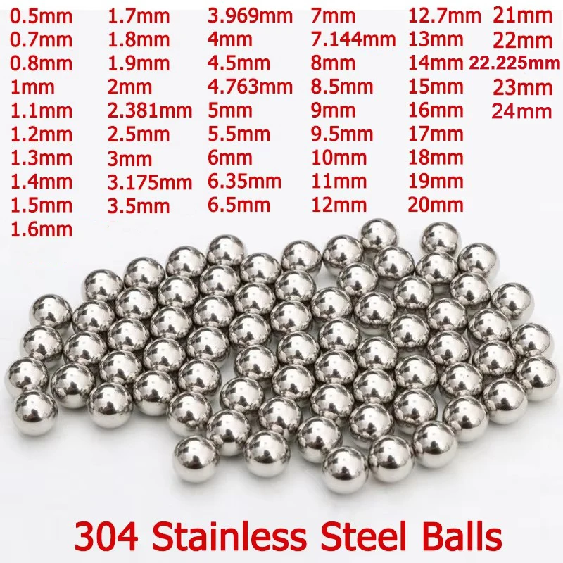 

10-1000 шт. шарики из нержавеющей стали 304 0,5/0,7/0,8/1/1,5/2/2,381/2,5/3/4 ~ 24 мм, твердые гладкие подшипники, стальные шарики, сферические шарики из бисера