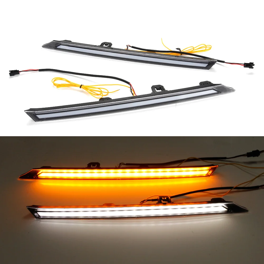 

2pcs Car Front LED Daytime Running Light DRL Turn Signal Lamp For Toyota RAV4 2019-2021 Middle Grille Day Light Strip
