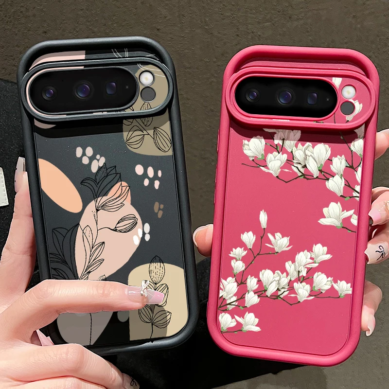 Однотонный чехол из ТПУ с растительным принтом для Google Pixel 8 Pro 8A 9 XL противоударный