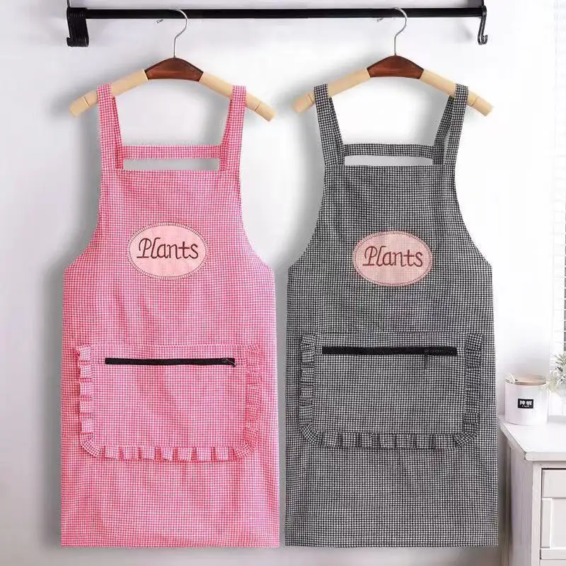 

Soft Texture Baking Apron with Pocket Woman Men Sleeveless Bib Apron Ladies Fashion Cooking Apron for Kitchen Chess Board