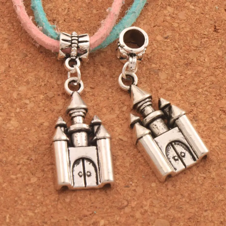 

Fairy Tale Castle Big Hole Beads 38.8x14.2mm 10pcs Zinc Alloy Dangle Fit European Charm Bracelets Jewelry Finding B272