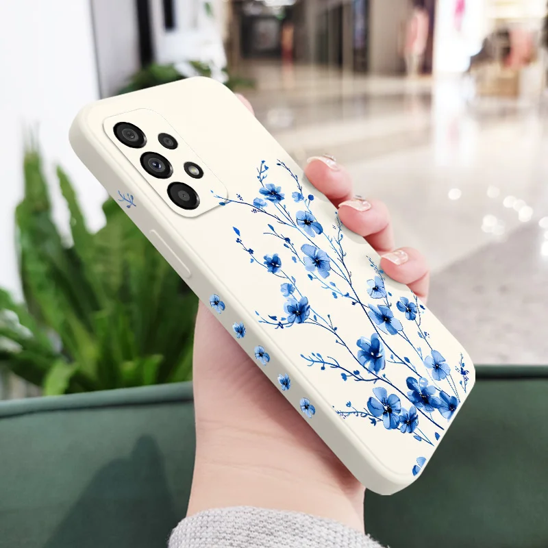Фото Чехол для телефона Blue Flame Flower для Samsung Galaxy A73 A53 A33 A23 A13 A03 A72 A52 A52S A32 A22 A12 A71 A51 A31 A21S 4G 5G Cover №4