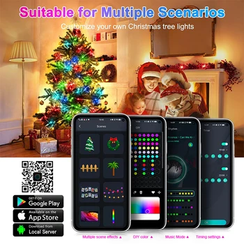 RGB IC Christmas Lights for Tree Led Fairy String Lights Christmas Tree Decor New Year's Eve 2024 Party Outdoor Camping Lights 5