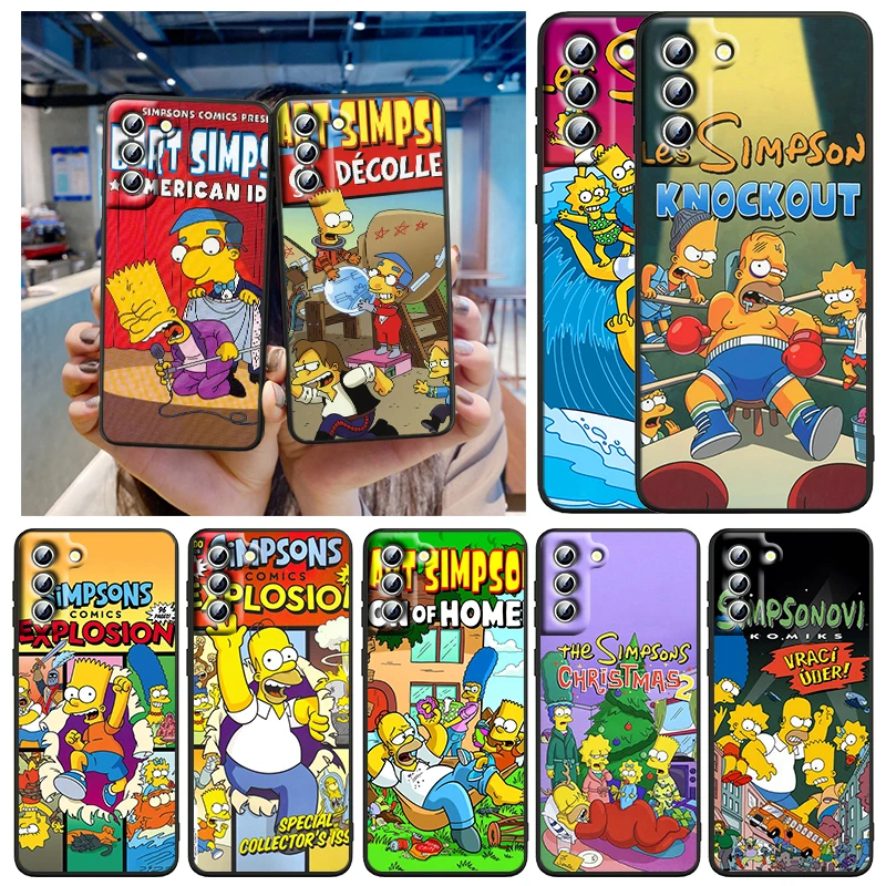 

The Simpsons family cute For Samsung Galaxy S22 S21 S20 FE Ultra Pro Lite S10 5G S10E S9 S8 Plus Black Soft TPU Capa Phone Case