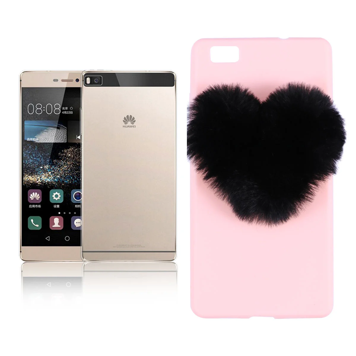 

Creative Phone Case Teenage Style Microfiber Lovely Heart Plush Phone Cover for Huawei P8 Lite 2017 )