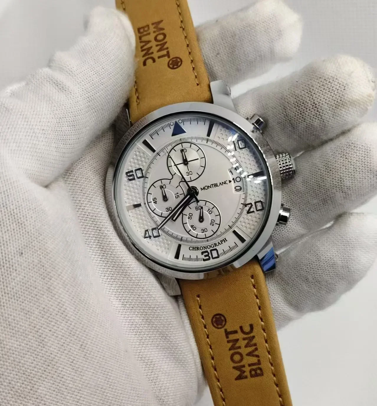 Montblanc-44 мм Мужские кварцевые часы с функцией гоночного хронографа все руки