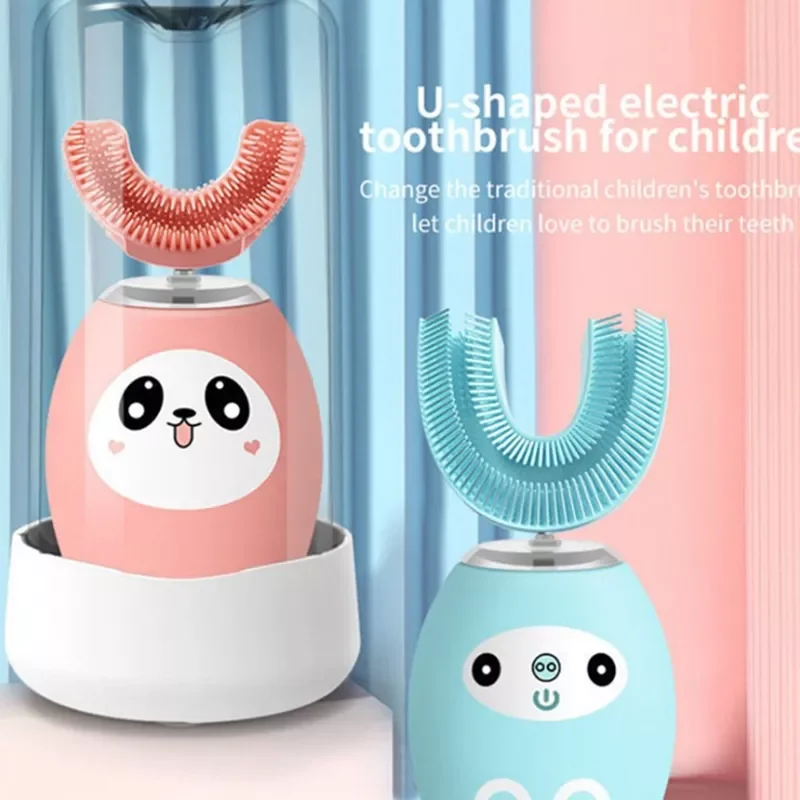 

Children U-shaped Electric Toothbrush Mouth-contained Silicone Braces USB Charging Ultrasonic Toothbrush Music English Version