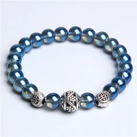 8mm beads bracelet natural stone cat eye bracelet round ball pendant bracelets for men women charm energy jewelry strech bangle