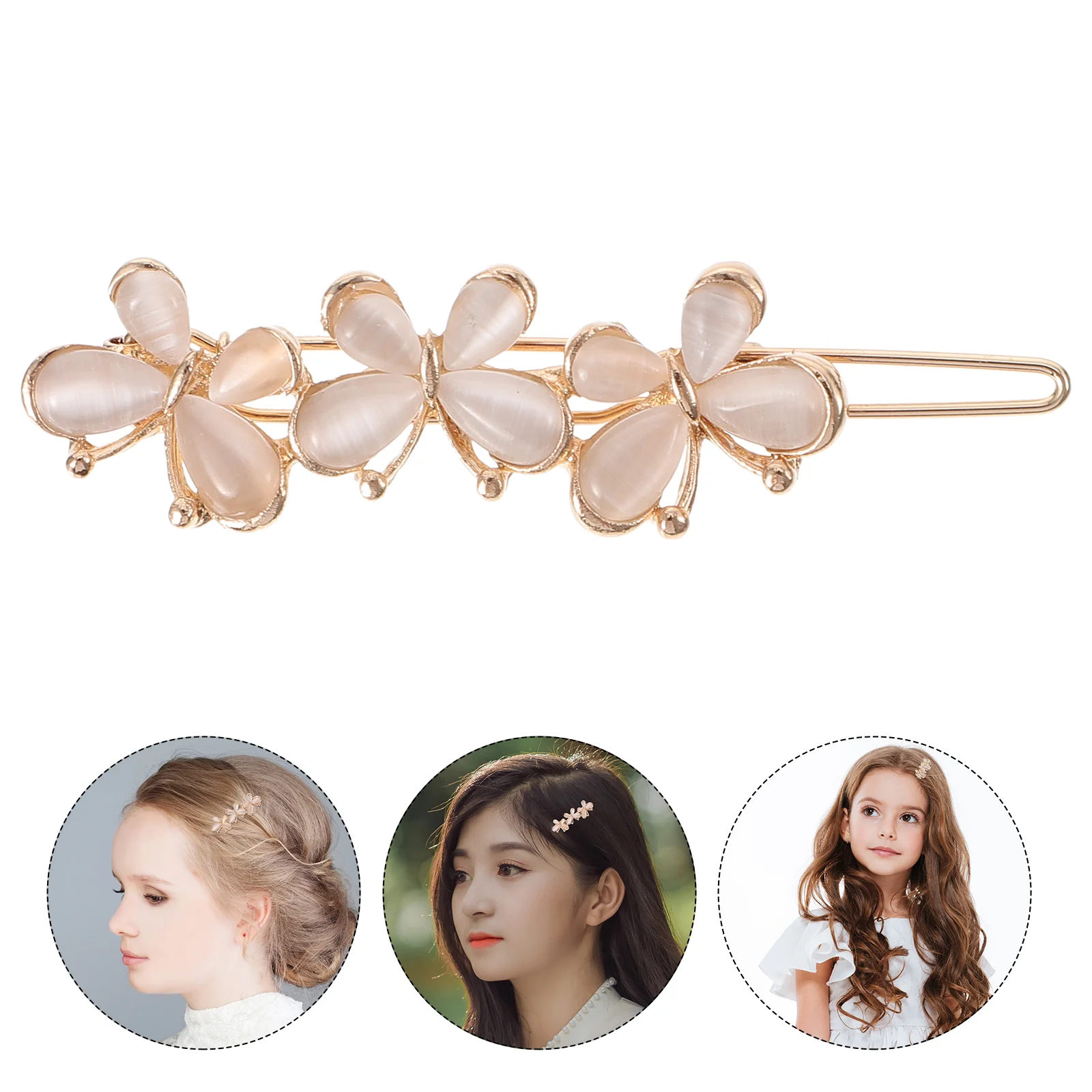 

Lady Hair Barrette Copper Flower Hairpin Elegant Hair Accessory