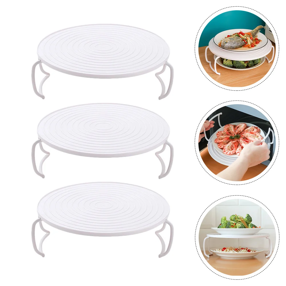 

3 Pcs Steamed Fish Microwave Ovens Circle Tray Layered Steaming Rack Foldable Microwave Oven Rack Abs Steamed Food Rack