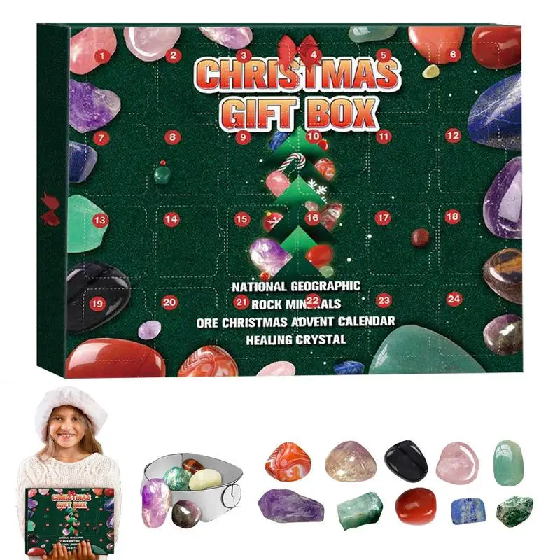 

Christmas Advent Calendar 2022 Ore Advent Calendars Stone Collection Kit Natural Mineral Rock Stone For Learning And Collection