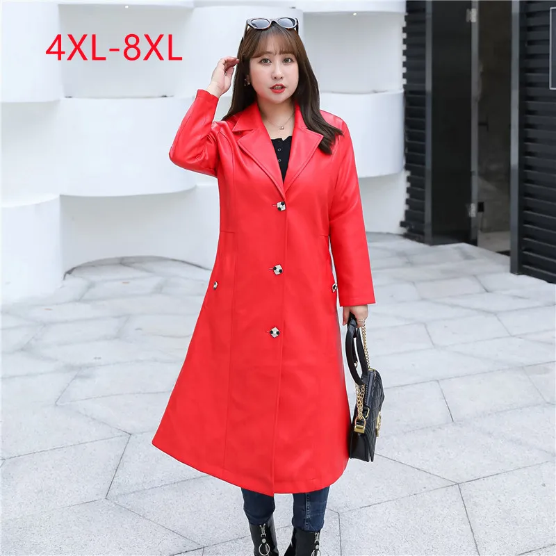 New 2022 Ladies Spring Autumn Plus Size Tops For Women Large Size Long Sleeve red Button Long Coat 4XL 5XL 6XL 7XL 8XL