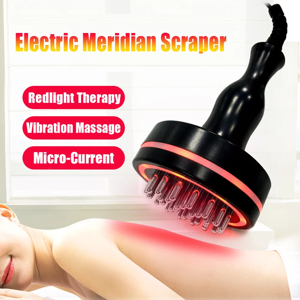 

Electric Meridian Scraper Body Gua Sha Massager for Body Ems Anti Cellulite Brush Red Light Heating Therapy Slimming Massager