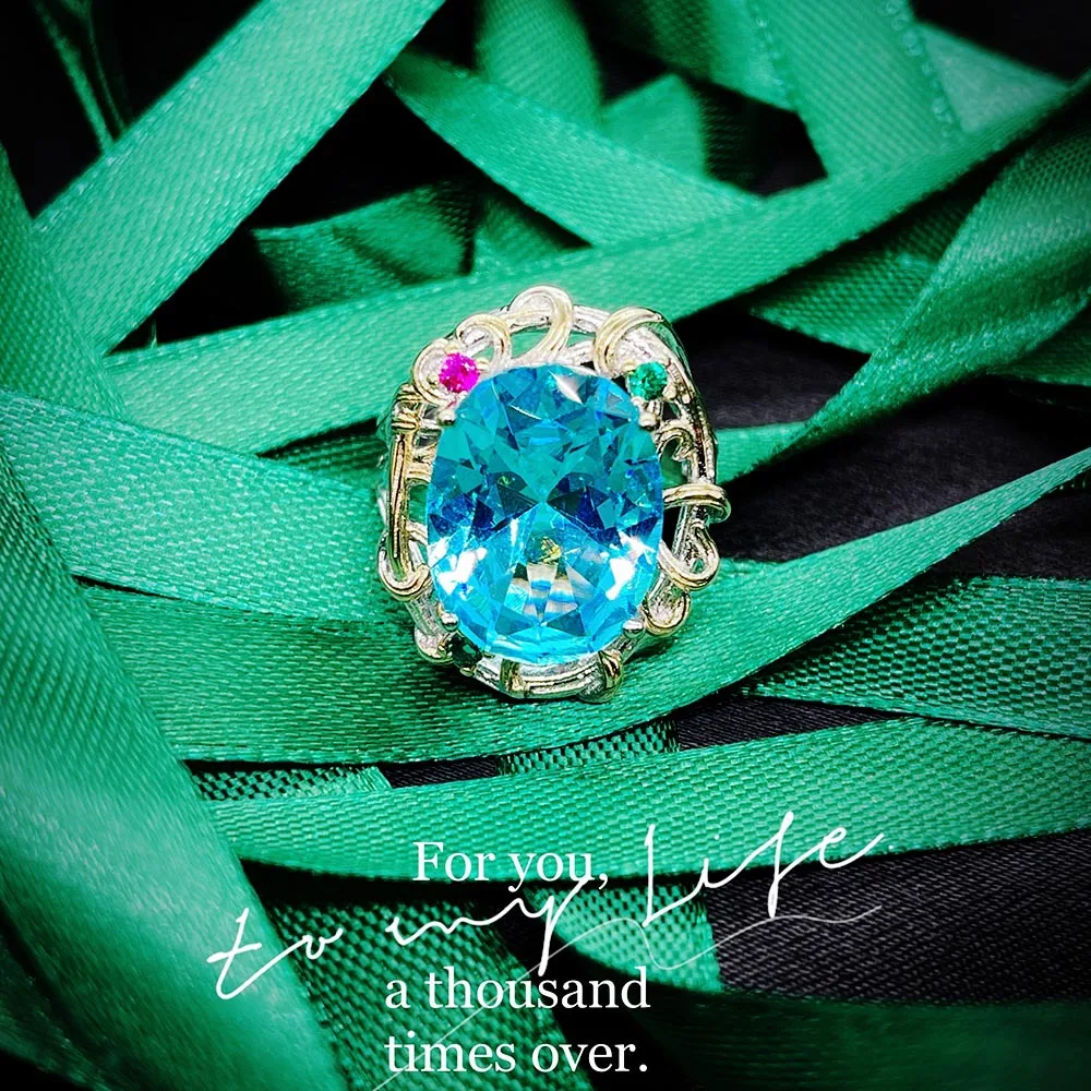 

Foydjew Luxury Simulation Aquamarine Engagement Rings For Women Vintage Marquise Crystal Wedding Ring Valentines Day Gifts