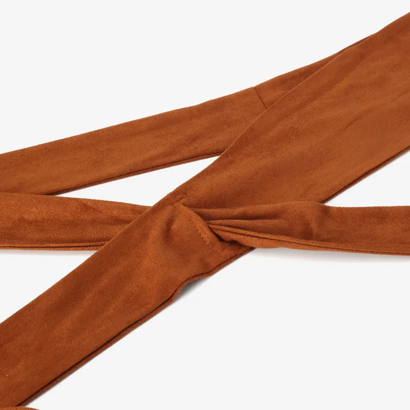Helisopus New Suede Belts for Women Corset Camel Autumn Winter Waist Belt Female Waistband Solid Bow Tie Wide Belts images - 6