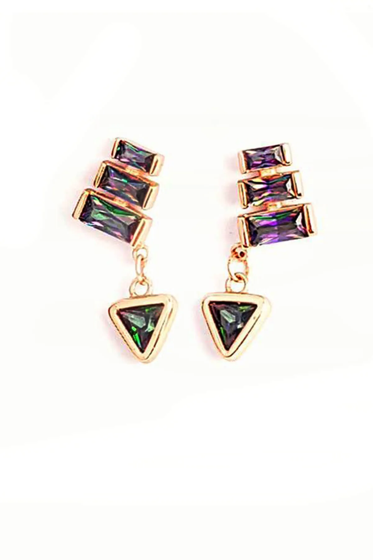 Mystic topaz sterling silver rose gold plated earrings | Dangle Earrings