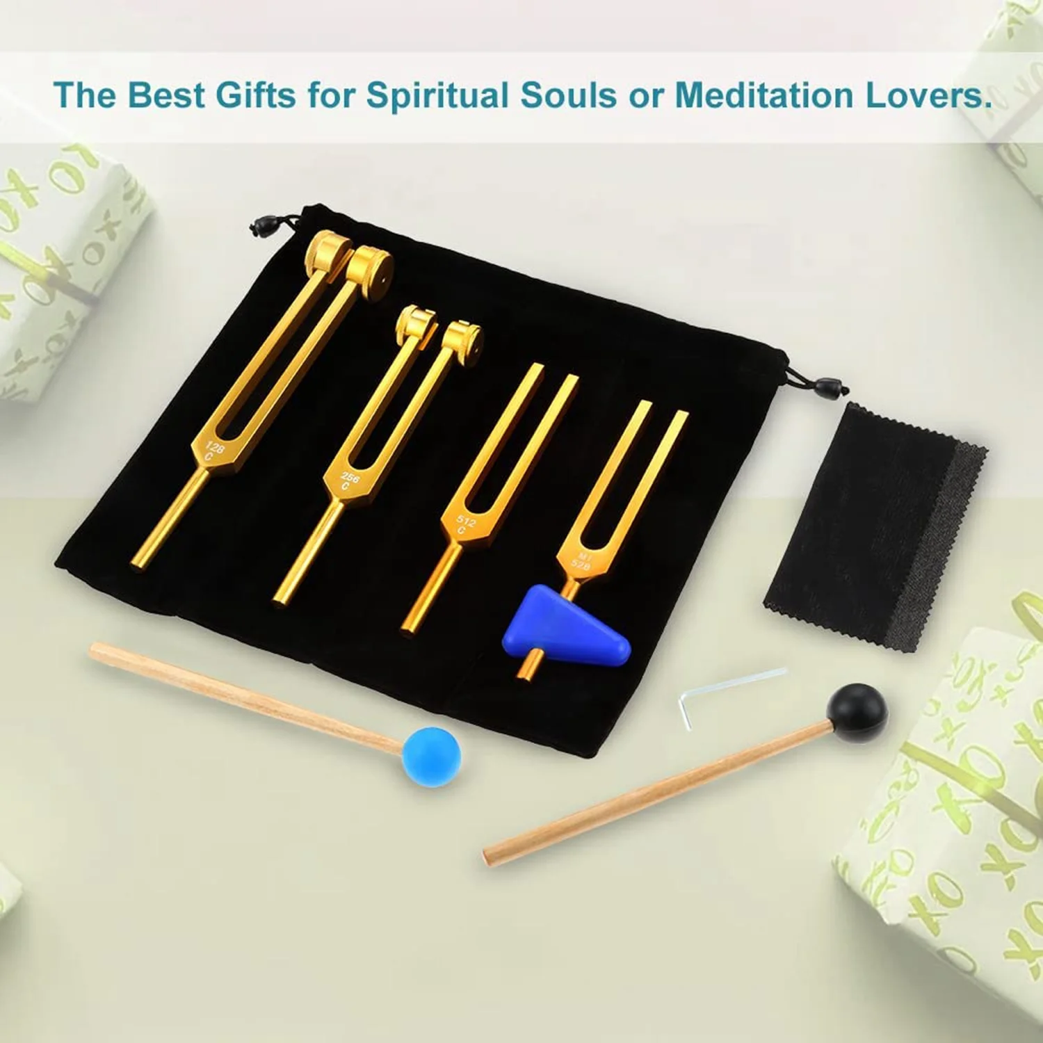 Набор из 4 камертонов (128 Гц 256 512 MI528) камертон-чакра для исцеления чакр звуковое