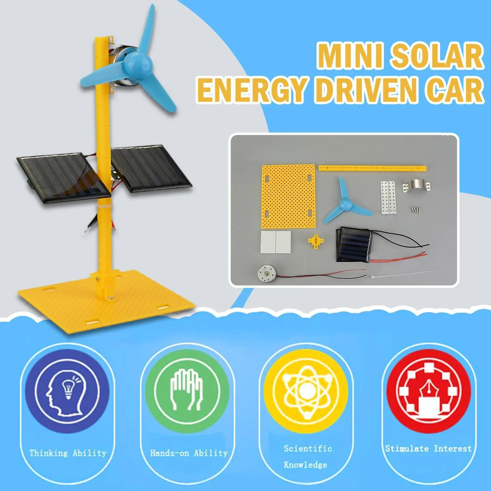 

Double Powered Solar Fan Model Toys Children's Diy Kids Science Building Gifts Toys Science Educational Toys Exper L9g6