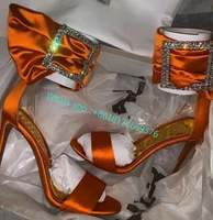 open toe thick ankle strap diamond embellished sandals dress lady rhinestone buckle sandals women luxury shoes wedding