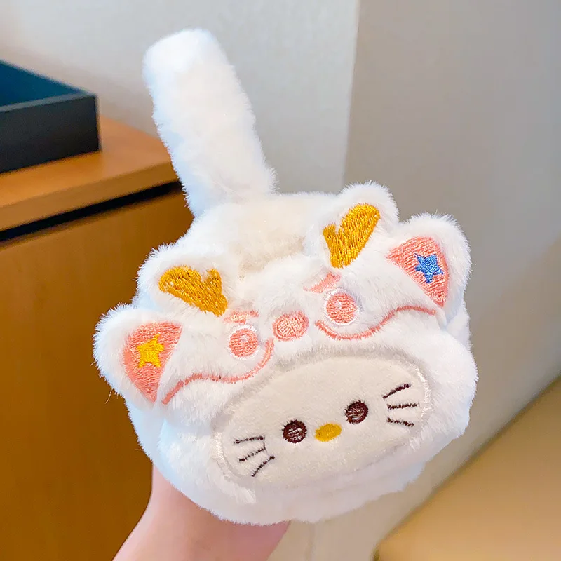 Детские зимние плюшевые насадки Kawaii Sanrioed с милым рисунком Hello Kitty My Melody Cinnamoroll