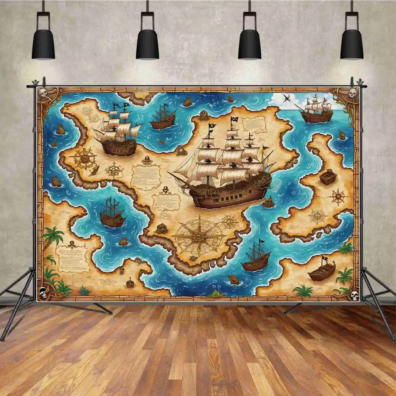 Фон для фотосъемки с изображением пиратского корабля