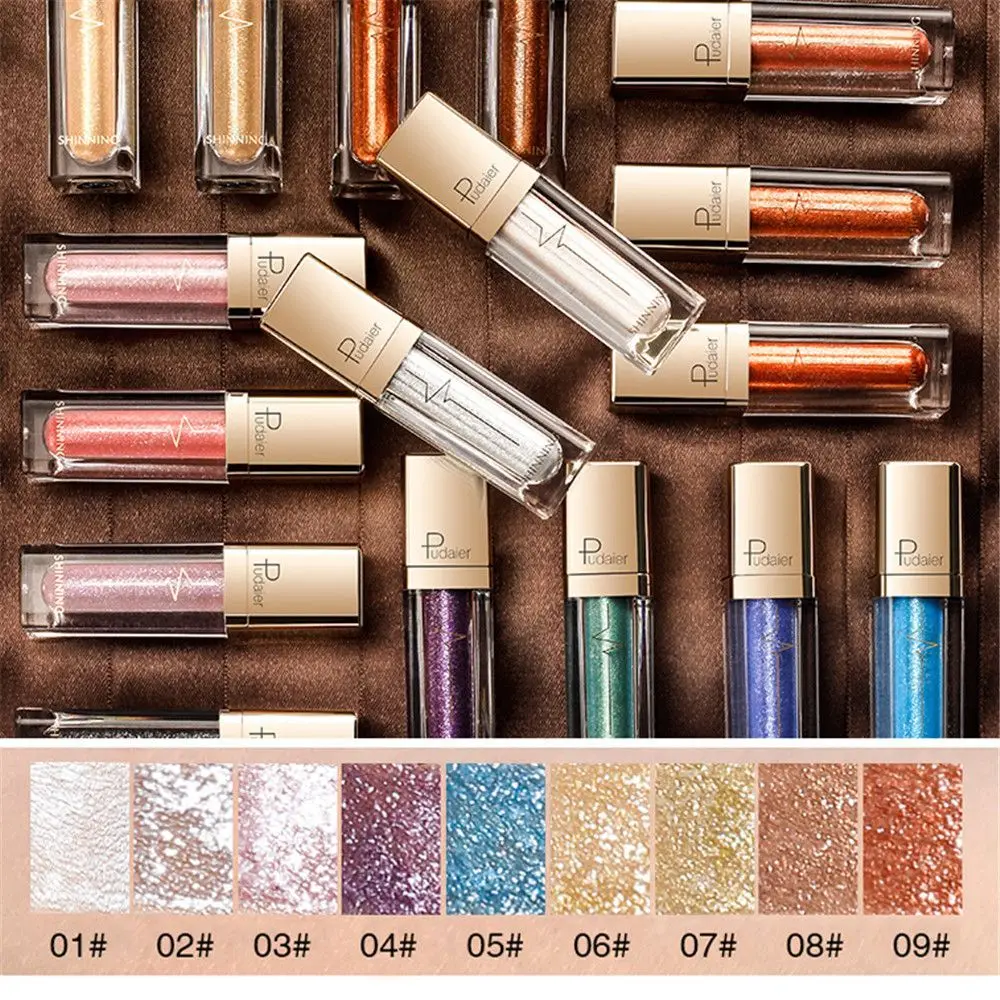 

18 Colors Metals Glitter Glow Liquid Eye Shadow Diamond Pearl Waterproof Long Lasting Eyeshadow Brighten MakeUp Comestics