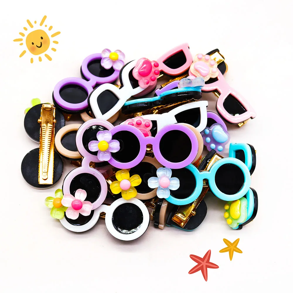 

Новые зажимы для волос в виде очков для домашних животных, модные летние пляжные заколки для волос в стиле очков, заколки для солнцезащитных...