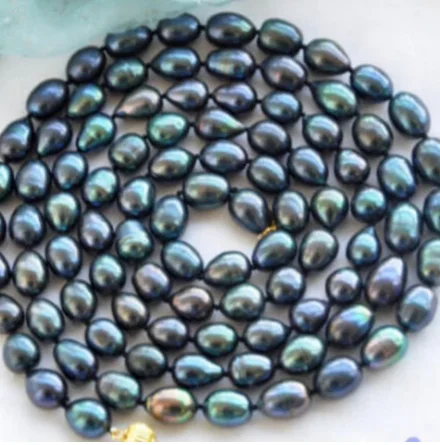 

New 8-9mm New Tahitian Black Rice Natural Pearl Necklace for women